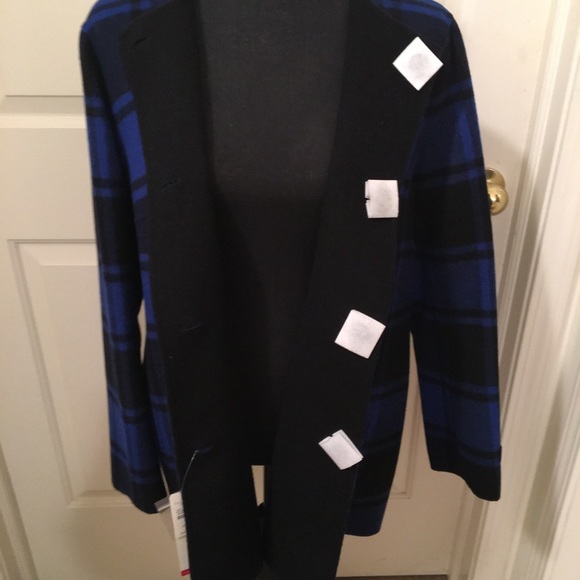 TALBOTS NWT AUTHENTIC TARTAN MAJESTY BLUE & BLACK COLLARLESS CLASIC JACKET - Picture 6 of 17